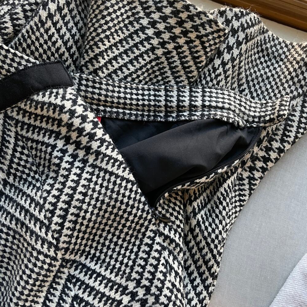 AK Anne Klein Skirt 100% Wool Houndstooth Tan Black Careerwear A-Line Size 8P - Picture 5 of 10
